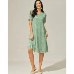 Clearance Women's Knee Length Dress Chiffon Dress Elegant Casual Loose Fit Floral Short Sleeve Crew Neck Summer Women Cocktail Dress