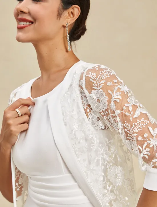 Outlet Women's Knee Length Dress Dress Elegant Formal Party Regular Fit Half Sleeve Crew Neck Summer Women White Dresses