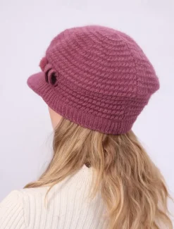 Clearance Women's Knit Hat Bow & Pom Poms Decor Thermal Winter Hat With Sun Visor For Outdoor Women Hats