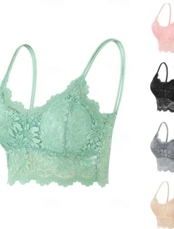 Discount Women's Lace Bras Sheer Bras 3/4 Cup V Neck Push Up Lace Pure Color Pull-On Closure Date Valentine's Day Casual Daily Nylon Sexy 1PC White Black / Bras & Bralettes / 1 PC Home Outfits Women Lingerie
