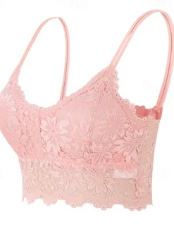 Discount Women's Lace Bras Sheer Bras 3/4 Cup V Neck Push Up Lace Pure Color Pull-On Closure Date Valentine's Day Casual Daily Nylon Sexy 1PC White Black / Bras & Bralettes / 1 PC Home Outfits Women Lingerie