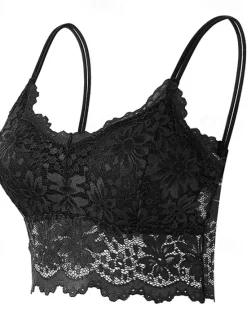Discount Women's Lace Bras Sheer Bras 3/4 Cup V Neck Push Up Lace Pure Color Pull-On Closure Date Valentine's Day Casual Daily Nylon Sexy 1PC White Black / Bras & Bralettes / 1 PC Home Outfits Women Lingerie
