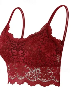 Discount Women's Lace Bras Sheer Bras 3/4 Cup V Neck Push Up Lace Pure Color Pull-On Closure Date Valentine's Day Casual Daily Nylon Sexy 1PC White Black / Bras & Bralettes / 1 PC Home Outfits Women Lingerie