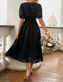 Clearance Women's Lace Dress Midi Dress Lace Patchwork Party Wedding Guest Cocktail Party Elegant Streetwear V Neck Short Sleeve Black Red Color Women Cocktail Dress