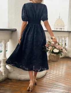 Clearance Women's Lace Dress Midi Dress Lace Patchwork Party Wedding Guest Cocktail Party Elegant Streetwear V Neck Short Sleeve Black Red Color Women Cocktail Dress