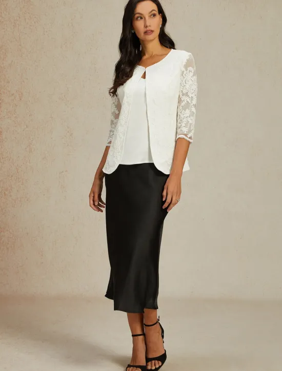 Online Women's Lace Jacket Blazer Mesh Elegant 3/4 Length Sleeve Crew Neck Regular Tops Wedding Guest Work Daily Lace Spring Fall Women Blazers & Suits