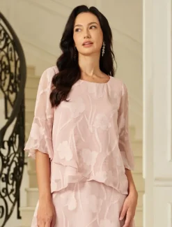Sale Women's Lace Shirt Blouse Dressy Tops Chiffon Tops Solid Color Elegant Stylish Basic 3/4 Length Sleeve Bell Sleeve Boat Neck Regular Tops Wedding Guest Work Daily Asymmetric Hem Summer Spring Women Boho Tops|Lace Tops