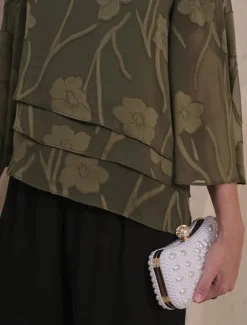 Hot Women's Lace Shirt Blouse Dressy Tops Chiffon Tops Solid Color Floral Elegant Stylish Casual Half Sleeve Flutter Sleeve Boat Neck Regular Tops Wedding Guest Work Daily Asymmetric Hem Summer Women Lace Tops|Blouses & Shirts