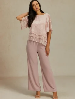 Women's Lace Shirt Blouse Dressy Tops Chiffon Tops Solid Color Floral Graphic Elegant Stylish Basic Half Sleeve Flutter Sleeve Boat Neck Regular Tops Wedding Guest Work Daily Asymmetric Hem Women Blouses & Shirts