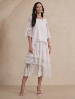 Best Women's Lace Shirt Blouse Dressy Tops Chiffon Tops Solid Color Floral Elegant Stylish Basic 3/4 Length Sleeve Bell Sleeve Boat Neck Regular Tops Wedding Guest Work Daily Cut Out Asymmetric Hem Women Lace Tops