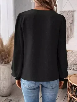 Online Women's Lace Shirt Stylish Lace Long Sleeve Regular Tops V Neck Work Fall Winter Women Lace Tops