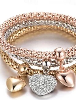 Sale Women's Layered Crown Elegant Fashion Chrome Bracelet Jewelry Light golden / Golden yellow / Rose Gold For Party Street Prom Women Spring Accessories|Trendy Jewelry