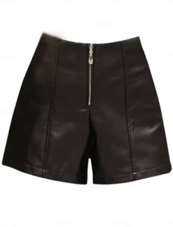 New Women's Leather Pants Shorts Fashion Streetwear Short Mid Waist Plain Pocket Elastic Waist Comfy Breathability Soft Micro-elastic Vacation Party Street Summer Fall Women Shorts