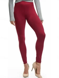 Hot Women's Leggings Active Fashion Athletic Full Length Mid Waist Plain Elastic Waist Breathability Soft Comfortable Micro-elastic Yoga Sport Daily Black White Wine Sky Blue Fall Winter Regular Fit Women Leggings
