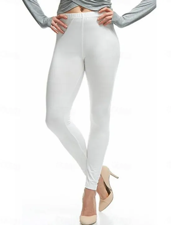 Hot Women's Leggings Active Fashion Athletic Full Length Mid Waist Plain Elastic Waist Breathability Soft Comfortable Micro-elastic Yoga Sport Daily Black White Wine Sky Blue Fall Winter Regular Fit Women Leggings