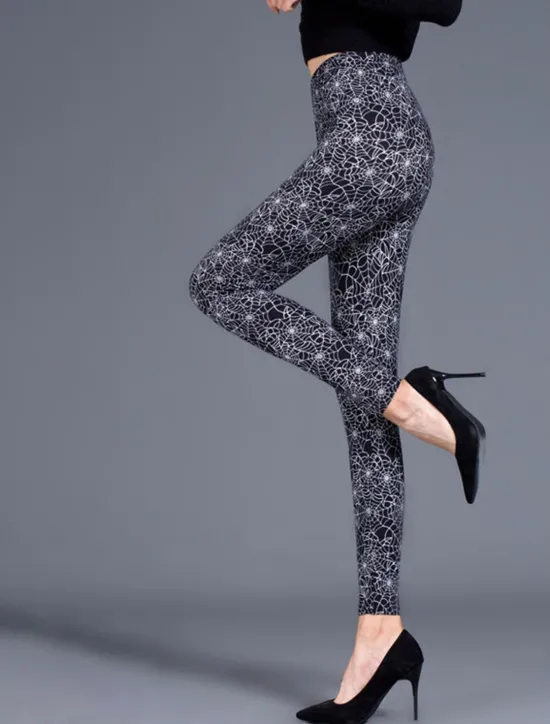Best Women's Leggings Active Fashion Streetwear Ankle-Length High Waist Floral Animal Dot Printing High Cut Breathability Soft Comfortable Micro-elastic Outdoor Yoga Street dark brown Grey Navy Black 1# Women Leggings