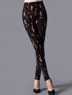Best Women's Leggings Active Fashion Streetwear Ankle-Length High Waist Floral Animal Dot Printing High Cut Breathability Soft Comfortable Micro-elastic Outdoor Yoga Street dark brown Grey Navy Black 1# Women Leggings