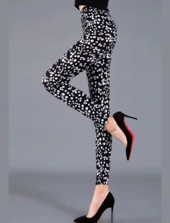 Best Women's Leggings Active Fashion Streetwear Ankle-Length High Waist Floral Animal Dot Printing High Cut Breathability Soft Comfortable Micro-elastic Outdoor Yoga Street dark brown Grey Navy Black 1# Women Leggings