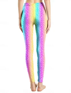 Discount Women's Leggings Active Fashion Full Length High Waist Leopard Gradient Snake Print Elastic Waist Print Breathable Soft Comfortable Micro-elastic Outdoor Vacation Home Leopard Print 0358 blue and Women Leggings