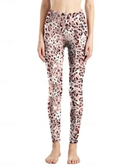Discount Women's Leggings Active Fashion Full Length High Waist Leopard Gradient Snake Print Elastic Waist Print Breathable Soft Comfortable Micro-elastic Outdoor Vacation Home Leopard Print 0358 blue and Women Leggings