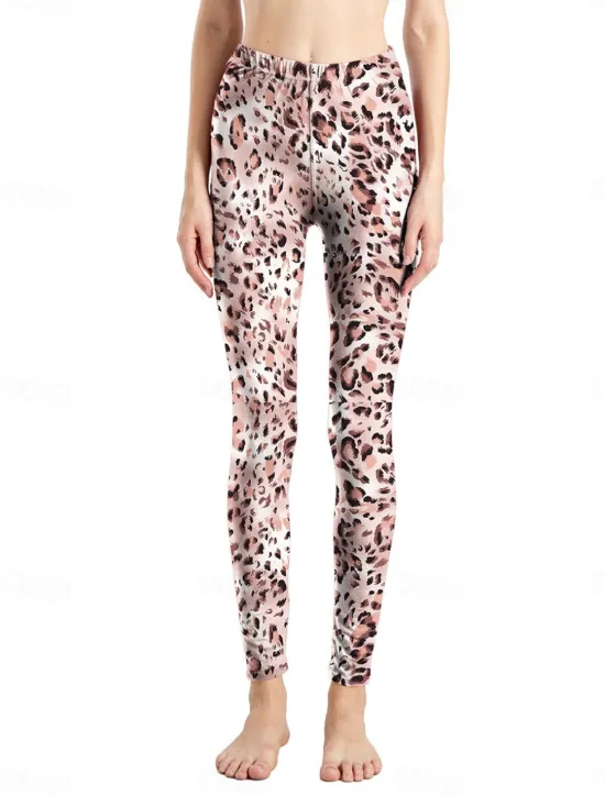 Discount Women's Leggings Active Fashion Full Length High Waist Leopard Gradient Snake Print Elastic Waist Print Breathable Soft Comfortable Micro-elastic Outdoor Vacation Home Leopard Print 0358 blue and Women Leggings