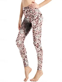 Discount Women's Leggings Active Fashion Full Length High Waist Leopard Gradient Snake Print Elastic Waist Print Breathable Soft Comfortable Micro-elastic Outdoor Vacation Home Leopard Print 0358 blue and Women Leggings