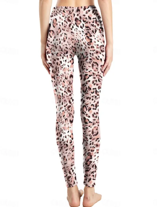 Discount Women's Leggings Active Fashion Full Length High Waist Leopard Gradient Snake Print Elastic Waist Print Breathable Soft Comfortable Micro-elastic Outdoor Vacation Home Leopard Print 0358 blue and Women Leggings