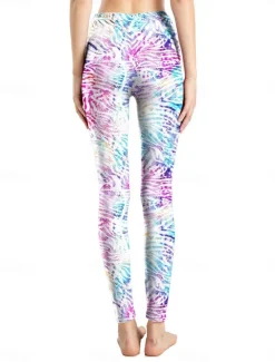 Discount Women's Leggings Active Fashion Full Length High Waist Leopard Gradient Snake Print Elastic Waist Print Breathable Soft Comfortable Micro-elastic Outdoor Vacation Home Leopard Print 0358 blue and Women Leggings