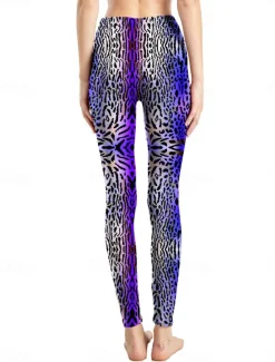 Discount Women's Leggings Active Fashion Full Length High Waist Leopard Gradient Snake Print Elastic Waist Print Breathable Soft Comfortable Micro-elastic Outdoor Vacation Home Leopard Print 0358 blue and Women Leggings