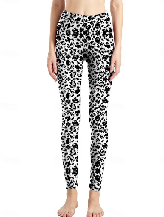 Discount Women's Leggings Active Fashion Full Length High Waist Leopard Gradient Snake Print Elastic Waist Print Breathable Soft Comfortable Micro-elastic Outdoor Vacation Home Leopard Print 0358 blue and Women Leggings