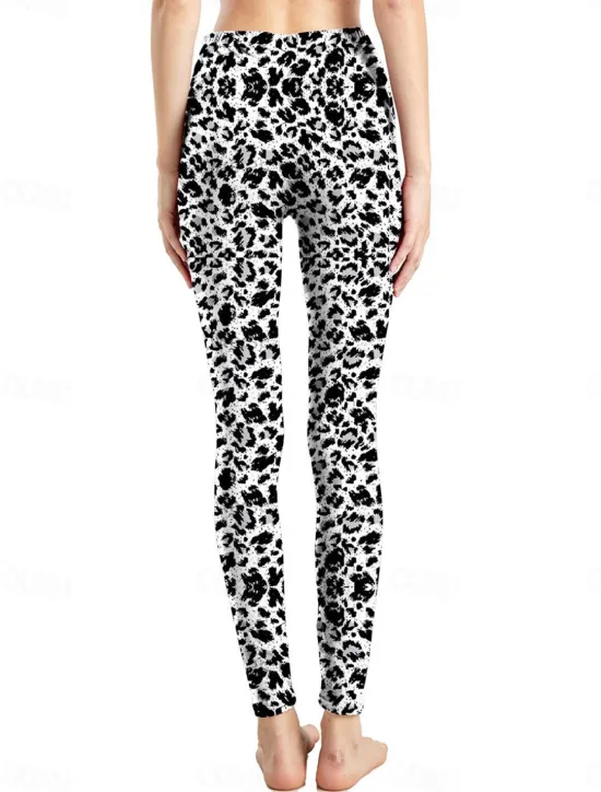 Discount Women's Leggings Active Fashion Full Length High Waist Leopard Gradient Snake Print Elastic Waist Print Breathable Soft Comfortable Micro-elastic Outdoor Vacation Home Leopard Print 0358 blue and Women Leggings