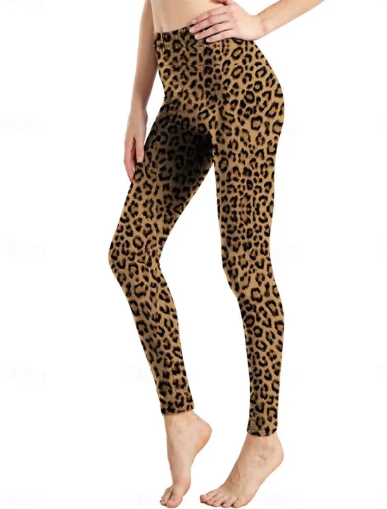 Discount Women's Leggings Active Fashion Full Length High Waist Leopard Gradient Snake Print Elastic Waist Print Breathable Soft Comfortable Micro-elastic Outdoor Vacation Home Leopard Print 0358 blue and Women Leggings