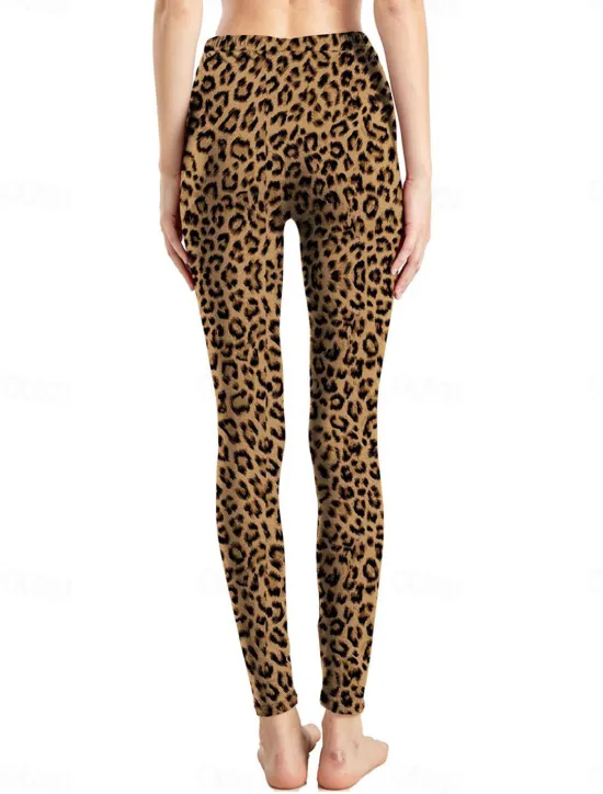 Discount Women's Leggings Active Fashion Full Length High Waist Leopard Gradient Snake Print Elastic Waist Print Breathable Soft Comfortable Micro-elastic Outdoor Vacation Home Leopard Print 0358 blue and Women Leggings