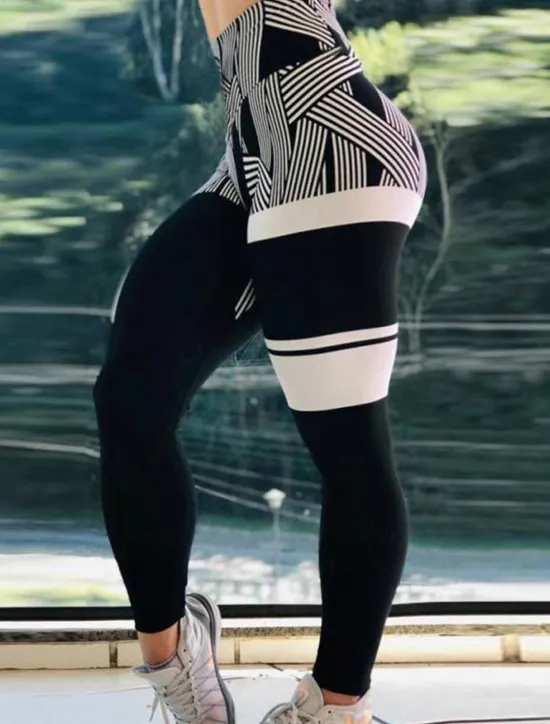 Discount Women's Leggings Active Fashion Streetwear Ankle-Length High Waist Stripe Printing High Cut Breathability Soft Comfortable Micro-elastic Outdoor Yoga Street Robin's Egg Blue White Fuchsia Green Fall Women Leggings