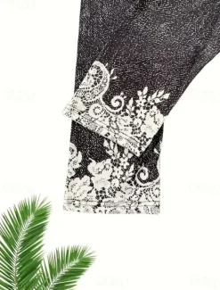 Women's Leggings Capri Pants High Elasticity Vacation Vintage Fashion Calf-Length Mid Waist Floral Graphic Printing Breathable Soft Stretchy Vacation Street Causal Robin's Egg Blue Black Women Leggings