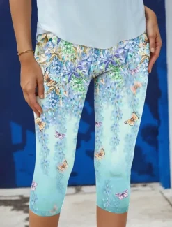 New Women's Leggings Capri Pants High Elasticity Fashion Streetwear Full Length High Waist Floral Printing Thermal Warm Breathable Soft Outdoor Daily Fall Winter Regular Fit Women Leggings|Spring Pants