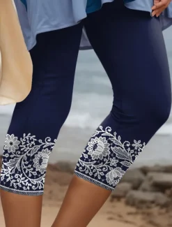 Hot Women's Leggings Capri Pants 3D Print High Elasticity Vacation Vintage Fashion Calf-Length High Waist Floral Graphic Printing Breathable Soft Stretchy Formal Vacation Office Summer Spring Women Leggings