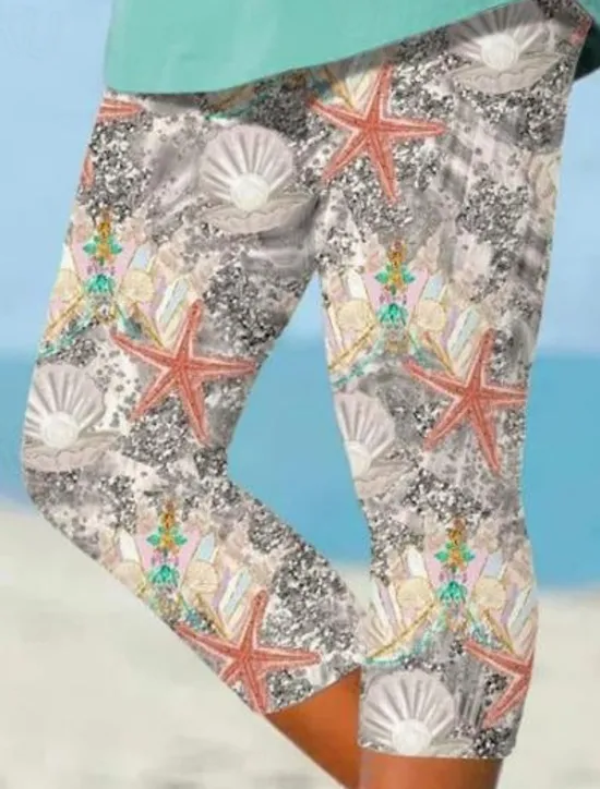 Hot Women's Leggings Capri Pants High Elasticity Vacation Fion Streetwear Full Length High Waist Plants Printing Thermal Warm Breathable Soft Outdoor Daily Fall Winter Regular Fit Women Spring Pants