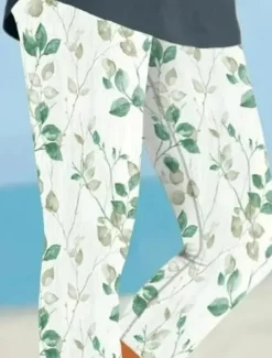 Online Women's Leggings Capri Pants High Elasticity Vacation Fashion Hawaiian Ankle-Length Mid Waist Floral Printing Thermal Warm Breathable Soft Vacation Casual Daily Summer Spring Regular Fit Women Leggings