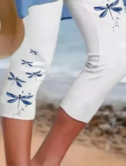 Online Women's Leggings Capri Pants High Elasticity Vacation Vintage Fashion Calf-Length Mid Waist Animal Ocean Printing Thermal Warm Breathable Soft Stretchy Vacation Casual Daily Summer Spring Women Leggings