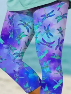 Sale Women's Leggings Capri Pants High Elasticity Fashion Streetwear Full Length High Waist Floral Gradient Printing Thermal Warm Breathable Soft Outdoor Daily Summer Spring Regular Fit Women Leggings