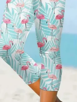 Best Women's Leggings Capri Pants High Elasticity Fashion Streetwear Full Length High Waist Floral Printing Thermal Warm Breathable Soft Outdoor Daily Summer Spring Regular Fit Women Leggings|Spring Pants