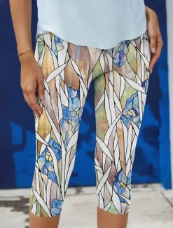 Outlet Women's Leggings Capri Pants High Elasticity Fashion Streetwear Full Length High Waist Floral Printing Thermal Warm Breathable Soft Outdoor Daily Fall Winter Regular Fit Women Leggings