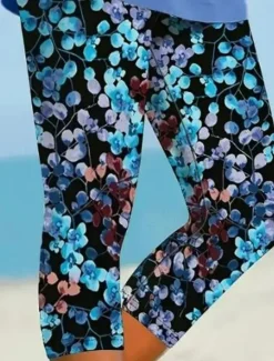 Clearance Women's Leggings Capri Pants High Elasticity Vacation Fashion Hawaiian Ankle-Length Mid Waist Floral Printing Thermal Warm Breathable Soft Vacation Casual Daily Summer Spring Women Leggings