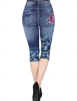 Online Women's Leggings Capri Pants 3D Print Chinos Leggings Vacation Vintage Casual Calf-Length High Waist Floral Printing Comfy Soft Comfortable Stretchy Outdoor Vacation Street Summer Slim Fit Women Leggings