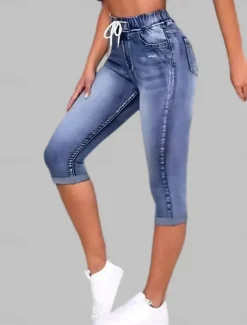 New Women's Leggings Capri Pants 3D Print Vacation Casual Tights Calf-Length High Waist Solid Color High Cut Comfort Breathable Quick Dry Stretchy Outdoor Street Daily Black Blue Summer Slim Fit Women Leggings