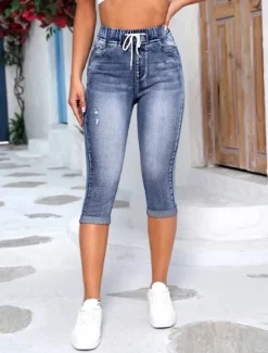 New Women's Leggings Capri Pants 3D Print Vacation Casual Tights Calf-Length High Waist Solid Color High Cut Comfort Breathable Quick Dry Stretchy Outdoor Street Daily Black Blue Summer Slim Fit Women Leggings