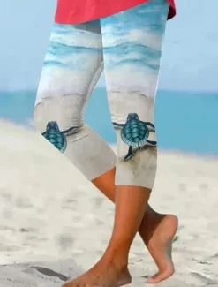 Online Women's Leggings Capri Pants High Elasticity Vacation Fashion Hawaiian Ankle-Length Mid Waist Floral Printing Thermal Warm Breathable Soft Vacation Casual Daily Summer Spring Women Leggings