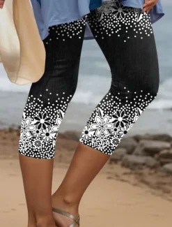 Discount Women's Leggings Capri Pants 3D Print High Elasticity Vintage Fashion Casual Calf-Length High Waist Floral Graphic Geometic Printing Breathable Soft Stretchy Outdoor Daily Women Leggings