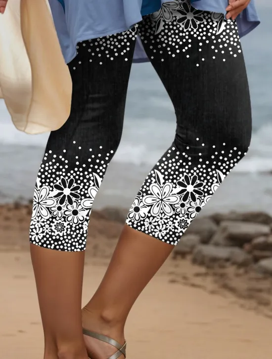 Discount Women's Leggings Capri Pants 3D Print High Elasticity Vintage Fashion Casual Calf-Length High Waist Floral Graphic Geometic Printing Breathable Soft Stretchy Outdoor Daily Women Leggings